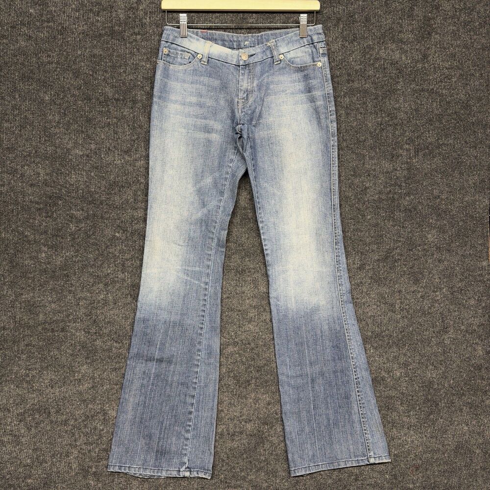 Seven7 Women’s Size 28 Flare Jeans Blue Low Rise Stretch Bootcut Y2K Denim USA